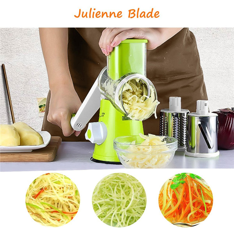Tabletop Drum Grater Manual Rotary Vegetable Slicer Cutter Kitchen Vegetable Cheese Grater Chopper With 3 Sharp Stainless Steel Drums