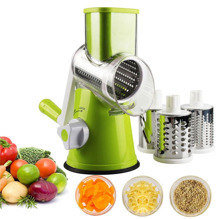 Tabletop Drum Grater Manual Rotary Vegetable Slicer Cutter Kitchen Vegetable Cheese Grater Chopper With 3 Sharp Stainless Steel Drums